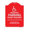 thumbnail image 1 of SignMission Designer Series Sign - (Modern Isa Symbol) Connecticut Reserved Parking Permit Required Violators Will Be Fined Min $150 | Red & White 18" X 24" Heavy-Gauge Aluminum, 1 of 4