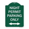 thumbnail image 1 of SignMission Designer Series Sign - Night Permit Parking Only (With Bi-Directional Arrow) | Green & White 18" X 24" Heavy-Gauge Aluminum Architectural Sign | Protect Your Business | Made, 1 of 4