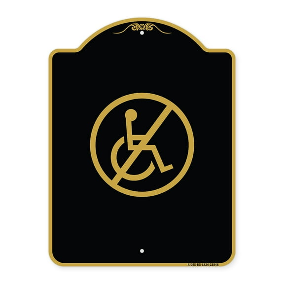 SignMission A-DES-BG-1824-23846 18 x 24 in. Designer Series Sign - No Handicap Symbol, Black & Gold