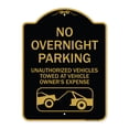 thumbnail image 1 of SignMission A-DES-BG-1824-23829 18 x 24 in. Designer Series Sign - No Overnight Parking Unauthorized Vehicles Will Be Towed, Black & Gold, 1 of 4