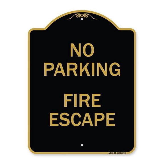 SignMission 18 x 24 in. Designer Series Sign - No Parking Fire Hydrant with Graphic, Black & Gold