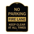 thumbnail image 1 of SignMission A-DES-BG-1824-23620 18 x 24 in. Designer Series Sign - No Parking Fire Lane Keep Clear At All Times, Black & Gold, 1 of 4