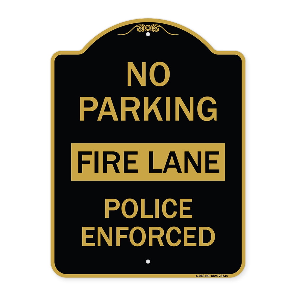 SignMission Designer Series Sign - No Parking Fire Lane Police Enforced ...