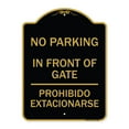 thumbnail image 1 of SignMission Designer Series Sign - No Parking Sign No Parking in Front of Gate Prohibido Estacionarse | Black & Gold 18" X 24" Heavy-Gauge Aluminum Architectural Sign | Made in the USA, 1 of 4