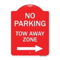thumbnail image 1 of SignMission A-DES-RW-1824-23609 18 x 24 in. Designer Series Sign - No Parking Tow Away Zone with Right Arrow, Red & White, 1 of 4