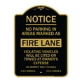 thumbnail image 1 of SignMission Designer Series Sign - No Parking in Areas Marked as Fire Lane CVC Section 22500.1 and 22658 A | Black & Gold 18" X 24" Heavy-Gauge Aluminum Architectural Sign | Made in the, 1 of 4
