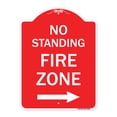 thumbnail image 1 of SignMission A-DES-RW-1824-23585 18 x 24 in. Designer Series Sign - No Standing Fire Zone with Right Arrow, Red & White, 1 of 4