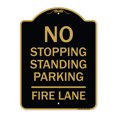 thumbnail image 1 of SignMission A-DES-BG-1824-23571 18 x 24 in. Designer Series Sign - No Stopping Standing Parking - Fire Lane, Black & Gold, 1 of 4