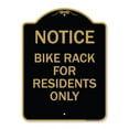 thumbnail image 1 of SignMission  18 x 24 in. Designer Series Sign - Notice Sign Bike Rack for Residents Only, Black & Gold, 1 of 1