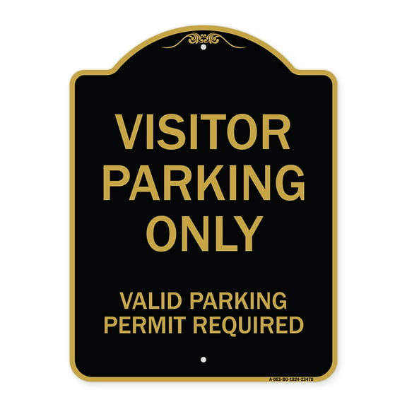 SignMission A-DES-BG-1824-23470 18 x 24 in. Designer Series Sign - Parking Area Sign Visitors Parking Only - Valid Parking Permit Required, Black & Gold