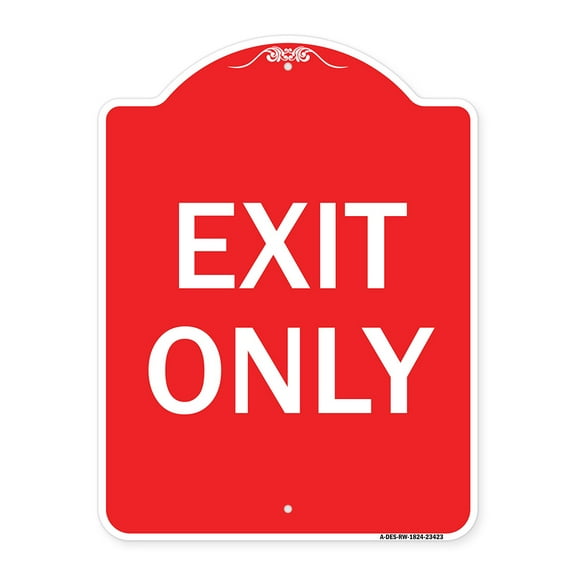 SignMission Designer Series Sign - Parking Lot Sign Exit Only | Red & White 18" X 24" Heavy-Gauge Aluminum Architectural Sign | Protect Your Business & Municipality | Made in the USA