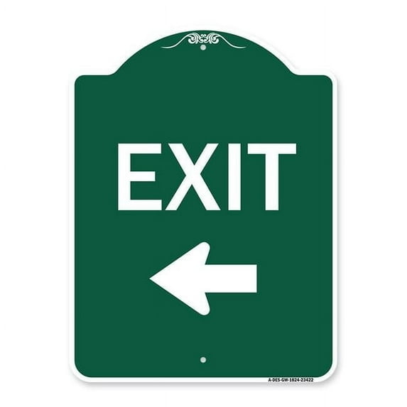 SignMission 18 x 24 in. Designer Series Sign - Parking Lot Sign Exit Sign & Left Arrow, Green & White