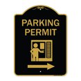 thumbnail image 1 of SignMission A-DES-BG-1824-23401 18 x 24 in. Designer Series Sign - Parking Permit with Right Arrow Symbol, Black & Gold, 1 of 4