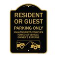 thumbnail image 1 of SignMission Designer Sign - Parking Restriction Sign Resident or Guest Parking Only Unauthorized Vehicles Towed at Owner Expense with Graphic | Black & Gold 18" X 24" Aluminum, 1 of 4