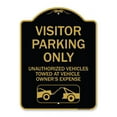thumbnail image 1 of SignMission Designer Series Sign - Parking Restriction Sign Visitor Parking Only Unauthorized Vehicles Towed at Owner Expense with Graphic | Black & Gold 18" X 24" Heavy Aluminum, 1 of 4