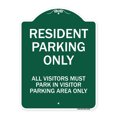 thumbnail image 1 of SignMission A-DES-GW-1824-23359 18 x 24 in. Designer Series Sign - Parking Sign Resident Parking Only All Visitors Must Park in Visitor Parking Area Only, Green & White, 1 of 4