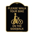 thumbnail image 1 of SignMission A-DES-BG-1824-23338 18 x 24 in. Designer Series Sign - Pavement Stencil Please Walk Your Bike on the Sidewalk, Black & Gold, 1 of 4