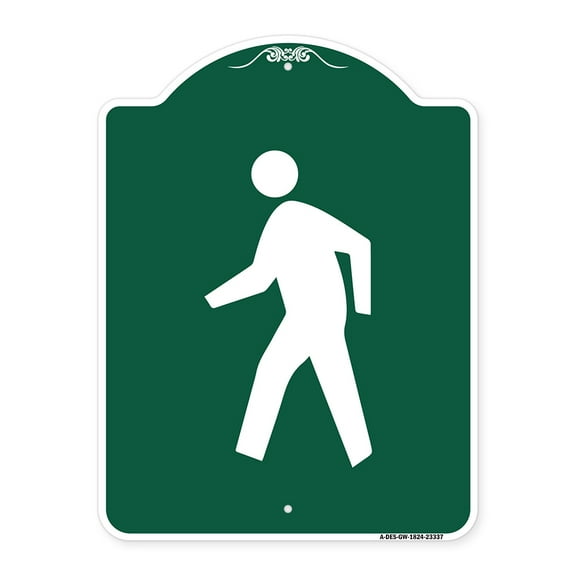 SignMission A-DES-GW-1824-23337 18 x 24 in. Designer Series Sign - Pedestrian Crossing Symbol, Green & White