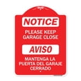 thumbnail image 1 of SignMission A-DES-RW-1824-23289 18 x 24 in. Designer Series Sign - Please Keep Garage Closed Mantenga La Puerta Del Garaje Cerrado, Red & White, 1 of 4