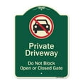 thumbnail image 1 of SignMission A-DES-G-1824-9923 18 x 24 in. Designer Series Sign - Private Driveway Do Not Block Open or Closed Gate with No Parking Graphic Green, 1 of 4