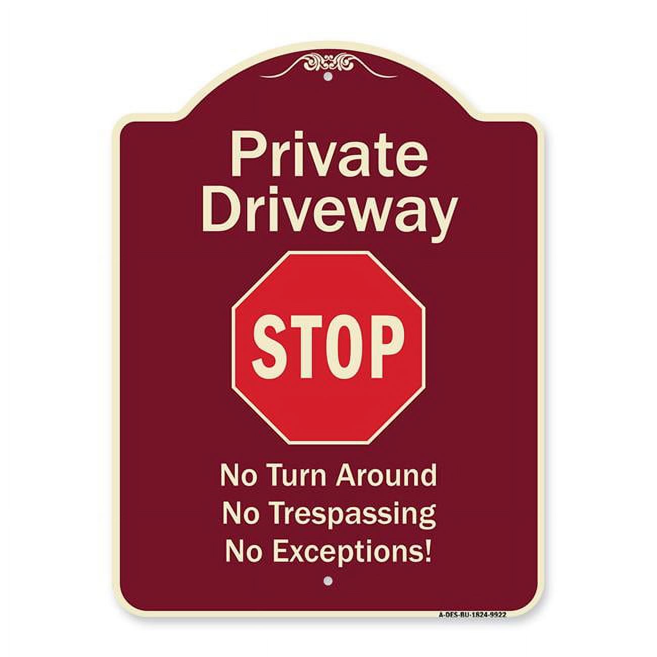 SignMission 18 x 24 in. Designer Series Sign - Private Driveway No Turn ...