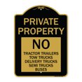 thumbnail image 1 of SignMission Designer Series Sign - Private Property Sign Private Property No Tractor Trailers Tow Trucks Delivery Trucks Semi Trucks Buses | Black & Gold 18" X 24" Aluminum, 1 of 4