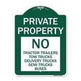thumbnail image 1 of SignMission Designer Series Sign - Private Property Sign Private Property No Tractor Trailers Tow Trucks Delivery Trucks Semi Trucks Buses | Green & White 18" X 24" Aluminum, 1 of 4