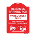 thumbnail image 1 of SignMission A-DES-RW-1824-23093 18 x 24 in. Designer Series Sign - Reserved Parking for Motel Guest Only Unauthorized Vehicles Towed Away with Tow Away Graphic, Red & White, 1 of 4
