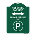 thumbnail image 1 of SignMission A-DES-GW-1824-23146 18 x 24 in. Designer Series Sign - Reserved Parking - Permit Parking Only with Symbol & Bidirectional Arrow, Green & White, 1 of 4