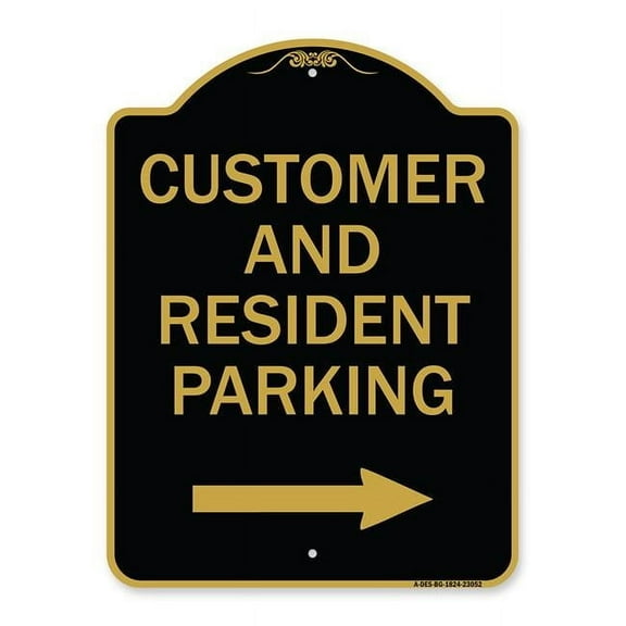 SignMission A-DES-BG-1824-23052 18 x 24 in. Designer Series Sign - Reserved Parking Sign Customer & Visitor Parking with Right Arrow, Black & Gold