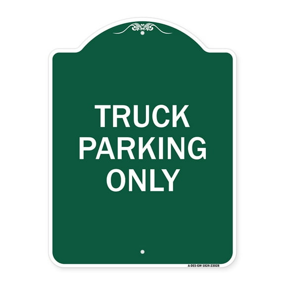 SignMission A-DES-GW-1824-23028 18 x 24 in. Designer Series Sign - Reserved Parking Sign Truck Parking Only, Green & White