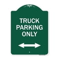 thumbnail image 1 of SignMission A-DES-GW-1824-23031 18 x 24 in. Designer Series Sign - Reserved Parking Sign Truck Parking Only with Bidirectional Arrow, Green & White, 1 of 4