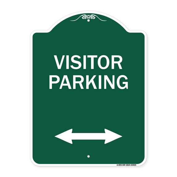 SignMission A-DES-GW-1824-23025 18 x 24 in. Designer Series Sign - Reserved Parking Sign Visitor Parking & Arrow Pointing Left & Right, Green & White