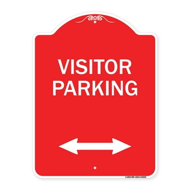 SignMission A-DES-RW-1824-23025 18 x 24 in. Designer Series Sign - Reserved Parking Sign Visitor Parking & Arrow Pointing Left & Right, Red & White