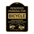 thumbnail image 1 of SignMission A-DES-BG-1824-23131 18 x 24 in. Designer Series Sign - Reserved Parking for Bicycle Unauthorized Vehicles Towed Away with Tow Away Graphic, Black & Gold, 1 of 4