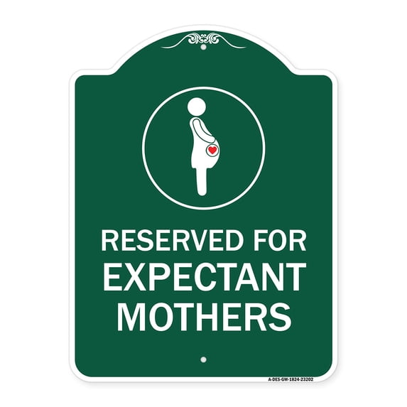 SignMission A-DES-GW-1824-23202 18 x 24 in. Designer Series Sign - Reserved for Expectant Mothers with Graphic, Green & White