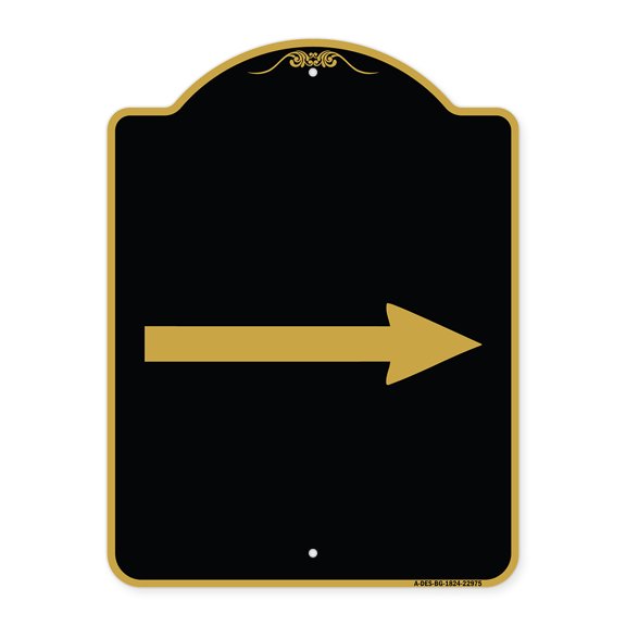 SignMission Designer Series Sign - Right Arrow Symbol | Black & Gold 18" X 24" Heavy-Gauge Aluminum Architectural Sign | Protect Your Business & Municipality | Made in the USA