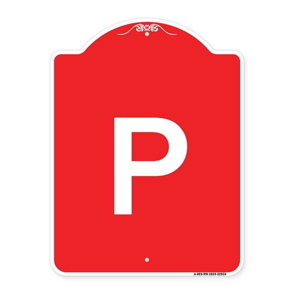 SignMission A-DES-RW-1824-22934 18 x 24 in. Designer Series Sign - Sign with Letter P , Red & White