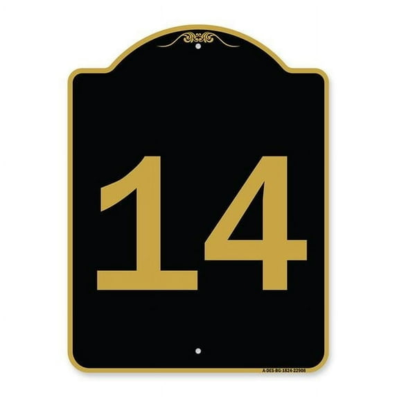 SignMission 18 x 24 in. Designer Series Sign - Sign with Number 14, Black & Gold