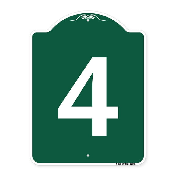 SignMission A-DES-GW-1824-22895 18 x 24 in. Designer Series Sign - Sign with Number 4, Green & White