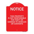 thumbnail image 1 of SignMission Designer Series Sign - This Property Is Not Responsible for Theft or Damage to Vehicles or Contents | Red & White 18" X 24" Heavy-Gauge Aluminum Architectural Sign | Made in, 1 of 4
