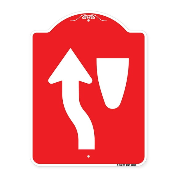 SignMission A-DES-RW-1824-22790 18 x 24 in. Designer Series Sign - Traffic Sign Keep Left Symbol, Red & White