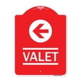 thumbnail image 1 of SignMission A-DES-RW-1824-22771 18 x 24 in. Designer Series Sign - Valet Left Arrow , Red & White, 1 of 4