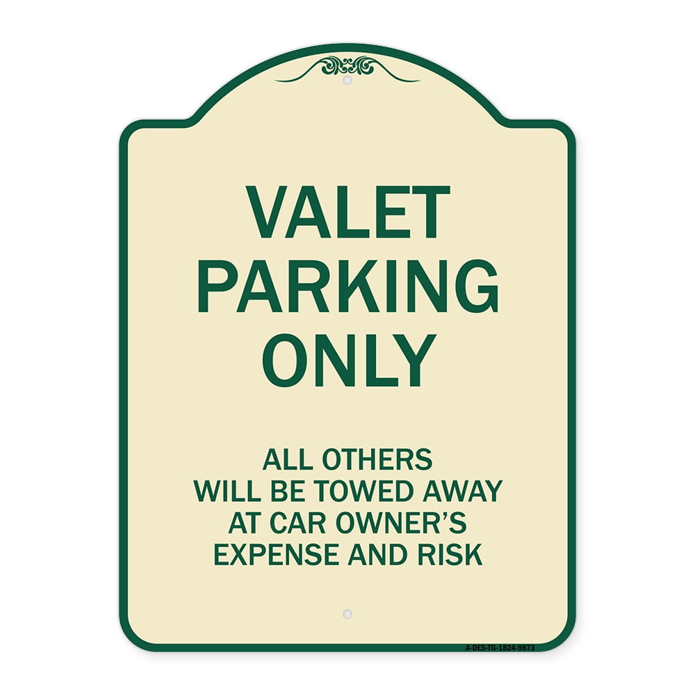 SignMission Designer Series Sign - Valet Parking Only All Others Will ...