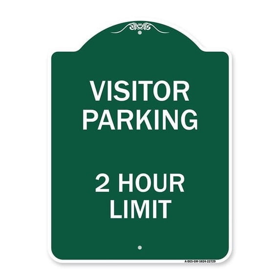 SignMission Designer Series Sign - Visitor Parking Sign Visitor Parking 2 Hour Limit | Green & White 18" X 24" Heavy-Gauge Aluminum Architectural Sign | Protect Your Business | Made in