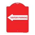 thumbnail image 1 of SignMission A-DES-RW-1824-24377 18 x 24 in. Designer Series Sign - Visitor Parking with Left Arrow, Red & White, 1 of 4