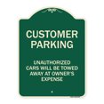 thumbnail image 1 of SignMission A-DES-G-1824-9875 18 x 24 in. Green Designer Series Sign - Unauthorized Cars Will Be Towed Away At Owners Expense, 1 of 4