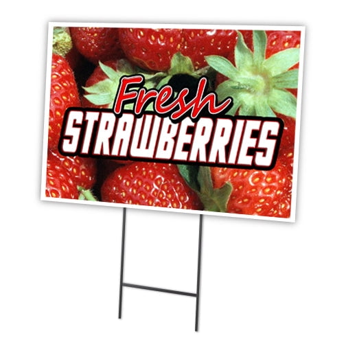 SignMission 18 x 24 in. Outdoor Plastic Window Yard Sign & Stake - Fresh Strawberries