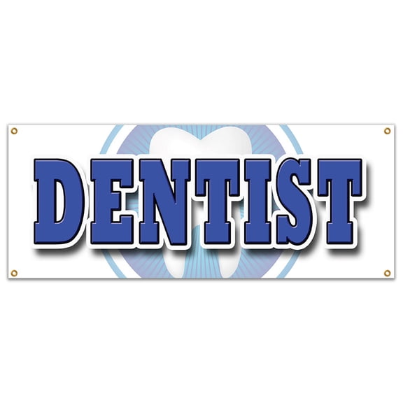 DENTIST BANNER SIGN dental false teeth no appointment x-rays cleaning dds