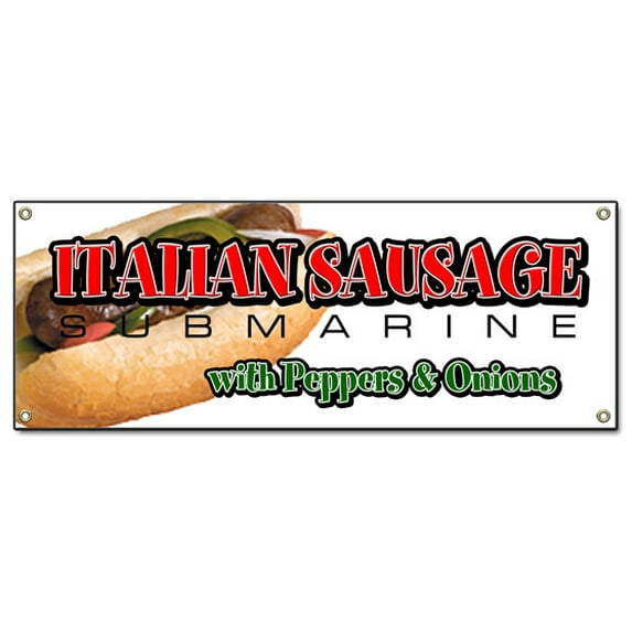 ITALIAN SAUSAGE SUB BANNER SIGN hero with peppers signs